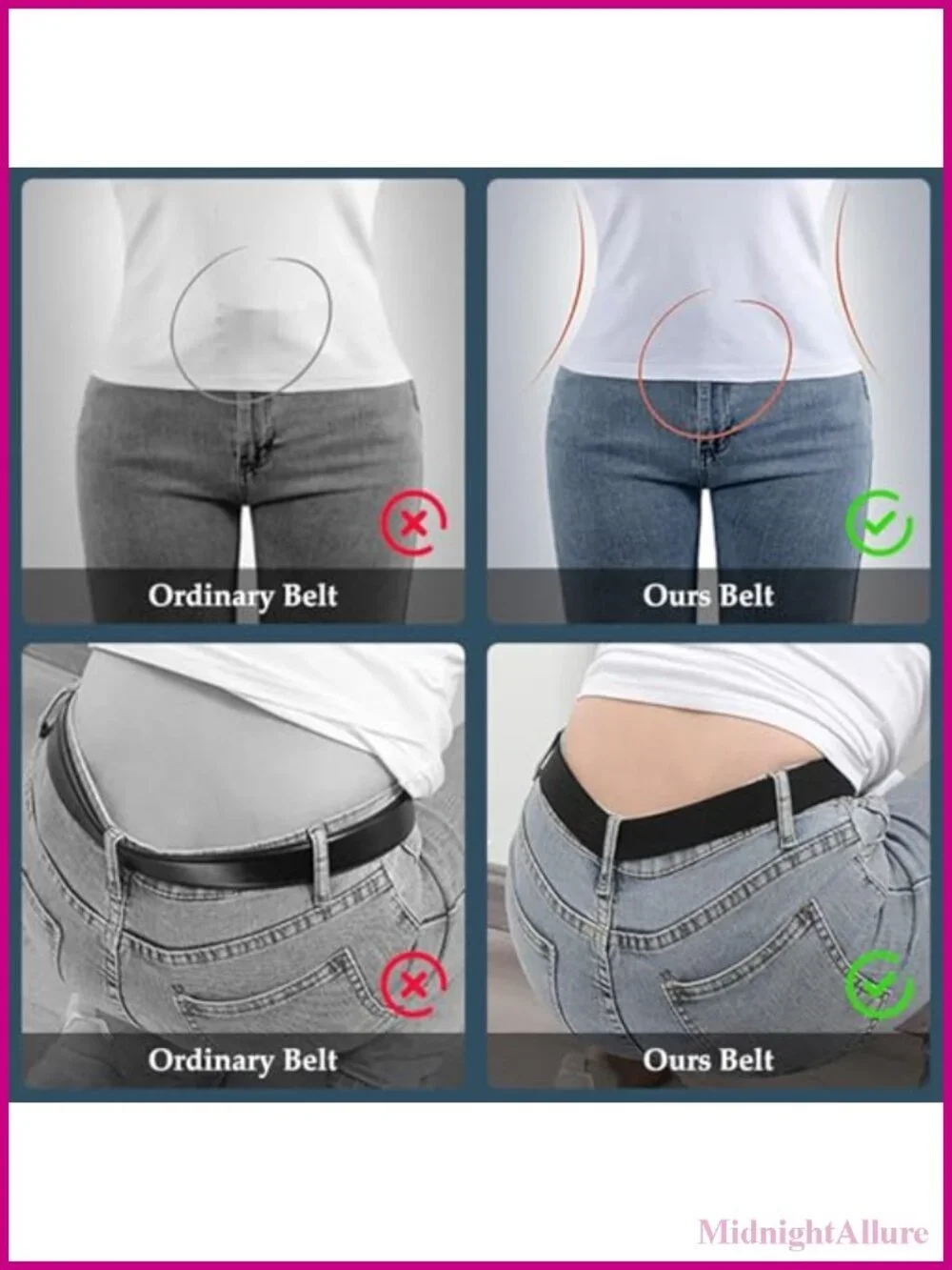 No Show Stretch Belt Flat Buckle Elastic Web Belt for Jeans Pants Dresses
